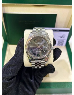 ROLEX DATEJUST 41 REF 126300 JUBILEE RARE GREEN ROMAN NUMBERALS DIAL 41MM AUTOMATIC WATCH