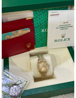 ROLEX LADY DATEJUST FULL 18K 750 YELLOW GOLD REF 70178 DIAMONDS & GOLD DIAL 26MM AUTOMATIC WATCH