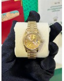 ROLEX LADY DATEJUST FULL 18K 750 YELLOW GOLD REF 70178 DIAMONDS & GOLD DIAL 26MM AUTOMATIC WATCH