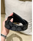 COACH REVERSIBLE BELT IN BLACK & GREY SIGNATURE CC CANVAS & LEATHER