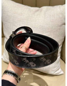 COACH BELT IN BLACK & GREY SIGNATURE CANVAS & LEATHER