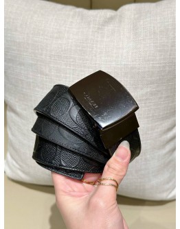 COACH REVERSIBLE BELT IN ALL BLACK IMPRINTED CC LEATHER