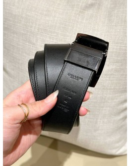 COACH REVERSIBLE BELT IN ALL BLACK IMPRINTED CC LEATHER