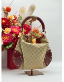 GUCCI INDY MEDIUM BAMBOO TOP HANDLE & SHOULDER BAG IN BEIGE GG CANVAS & RED PYTHON LEATHER