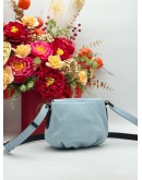 MARC JACOBS NATASHA MINI CROSSBODY BAG IN MINT BLUE & BLACK PEBBLED LEATHER