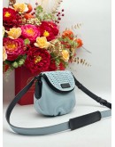 MARC JACOBS NATASHA MINI CROSSBODY BAG IN MINT BLUE & BLACK PEBBLED LEATHER