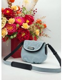 MARC JACOBS NATASHA MINI CROSSBODY BAG IN MINT BLUE & BLACK PEBBLED LEATHER