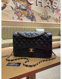 CHANEL JUMBO CLASSIC DOUBLE FLAP BLACK CAVIAR LEATHER GHW