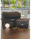 CHANEL SMALL TOP HANDLE WOC IN BLACK CAVIAR LEATHER & GOLD HARDWARE