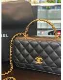 CHANEL SMALL TOP HANDLE WOC IN BLACK CAVIAR LEATHER & GOLD HARDWARE