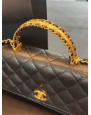 CHANEL SMALL TOP HANDLE WOC IN BLACK CAVIAR LEATHER & GOLD HARDWARE