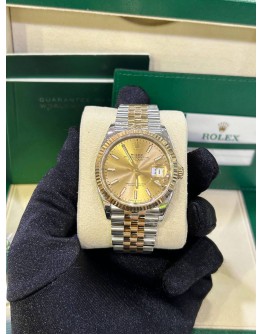 ROLEX DATEJUST JUBILEE 36 REF 126233 HALF 18K 750 YELLOW GOLD CHAMPAGNE DIAL 36MM AUTOMATIC WATCH