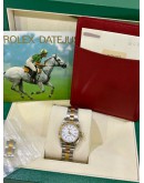 ROLEX OYSTER PERPETUAL LADY REF 67193 HALF 18K 750 YELLOW GOLD WHITE ROMAN NUMBERALS DIAL 26MM AUTOMATIC WATCH