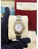 ROLEX OYSTER PERPETUAL LADY REF 67193 HALF 18K 750 YELLOW GOLD WHITE ROMAN NUMBERALS DIAL 26MM AUTOMATIC WATCH