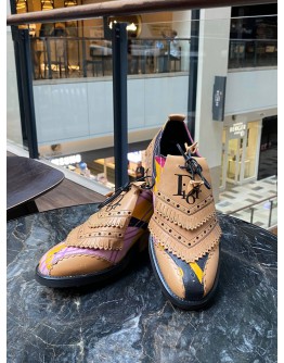 CHRISTIAN DIOR LIMITED EDITION MULTI-ABSTRACT FRINGE GOLD SHOES