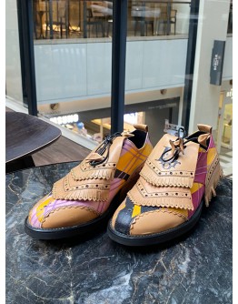 CHRISTIAN DIOR LIMITED EDITION MULTI-ABSTRACT FRINGE GOLD SHOES