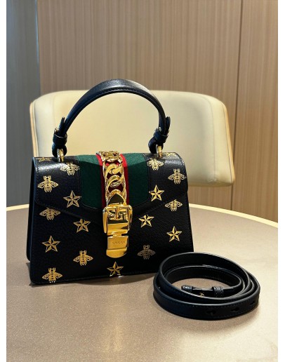 GUCCI SYLVIE BEE STAR TOP HANDLE HANDBAG