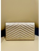 YSL YVES SAINT LAURENT CASSANDRE GRAINED CALF LEATHER ENVELOPE WOC WALLET ON CHAIN   