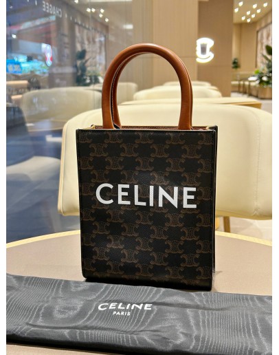 CELINE MINI TRIOMPHE VERTICAL CABAS HANDBAG WITH STRAP