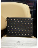 VERSACE MEDUSA STUDDED STONES LEATHER CLUTCH  