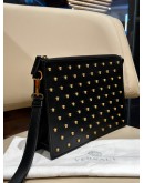 VERSACE MEDUSA STUDDED STONES LEATHER CLUTCH  