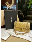 CHANEL CLASSIC SMALL FLAP IN PASTEL YELLOW CAVIAR LEATHER & LIGHT GOLD HARDWARE