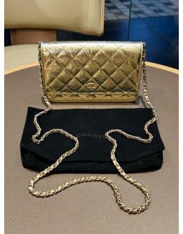 CHANEL CLASSIC WOC IN METALLIC GOLD CALF LEATHER ON GOLD HARDWARE