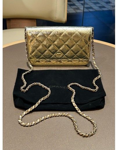 CHANEL CLASSIC WOC IN METALLIC GOLD CALF LEATHER ON GOLD HARDWARE