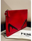 FENDI MONSTER EYES CLUTCH IN RED CALFSKIN LEATHER                                                                                                   