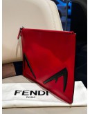 FENDI MONSTER EYES CLUTCH IN RED CALFSKIN LEATHER                                                                                                   