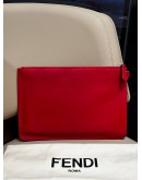 FENDI MONSTER EYES CLUTCH IN RED CALFSKIN LEATHER                                                                                                   