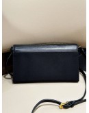 PRADA BLACK NYLON & LEATHER LOGO FLAP WALLET ON STRAP  
