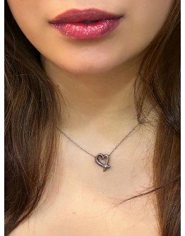 TIFFANY & CO SILVER PALOMA PICASSO RUBBING HEART NECKLACE