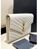 YSL YVES SAINT LAURENT GRAIN DE POUDRE MATELASSE CHEVRON ENVELOPE WRISTLET CLUTCH  