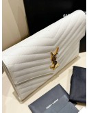YSL YVES SAINT LAURENT GRAIN DE POUDRE MATELASSE CHEVRON ENVELOPE WRISTLET CLUTCH  
