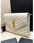 YSL YVES SAINT LAURENT GRAIN DE POUDRE MATELASSE CHEVRON ENVELOPE WRISTLET CLUTCH  