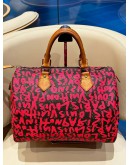 LIMITED SPECIAL SEASONAL EDITION OF LOUIS VUITTON X STEPHEN SPROUSE PINK GRAFFITI MONOGRAM CANVAS SPEEDY 30 