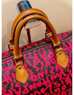 LIMITED SPECIAL SEASONAL EDITION OF LOUIS VUITTON X STEPHEN SPROUSE PINK GRAFFITI MONOGRAM CANVAS SPEEDY 30 