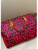 LIMITED SPECIAL SEASONAL EDITION OF LOUIS VUITTON X STEPHEN SPROUSE PINK GRAFFITI MONOGRAM CANVAS SPEEDY 30 