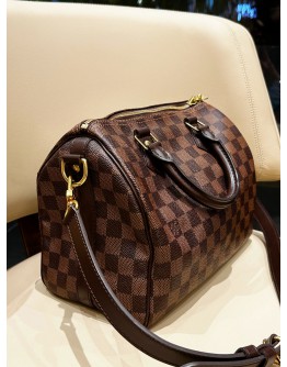 LOUIS VUITTON SPEEDY BANDOULIERE 25 IN BROWN DAMIER EBENE CANVAS