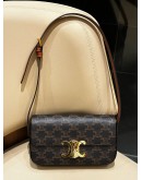 CELINE SHOULDER BAG CLAUDE IN TRIOMPHE CANVAS & CALFSKIN