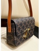 CELINE SHOULDER BAG CLAUDE IN TRIOMPHE CANVAS & CALFSKIN