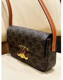 CELINE SHOULDER BAG CLAUDE IN TRIOMPHE CANVAS & CALFSKIN