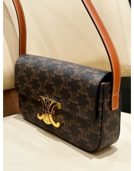 CELINE SHOULDER BAG CLAUDE IN TRIOMPHE CANVAS & CALFSKIN