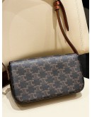 CELINE SHOULDER BAG CLAUDE IN TRIOMPHE CANVAS & CALFSKIN