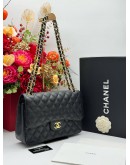 2016 CHANEL CLASSIC JUMBO DOUBLE FLAP SHOULDER BAG IN BLACK CAVIAR LEATHER