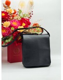 LONGCHAMP FLAP MESSENGER BAG IN BLACK PEBBLED LEATHER
