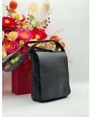 LONGCHAMP FLAP MESSENGER BAG IN BLACK PEBBLED LEATHER