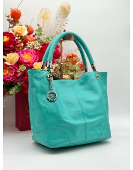 LANCEL FRENCH FLAIR HOBO SHOULDER BAG IN TURQUOISE PEBBLED LEATHER