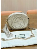 GUCCI SOHO DISCO CHAIN BAG IN METALLIC GOLD PEBBLED LEATHER